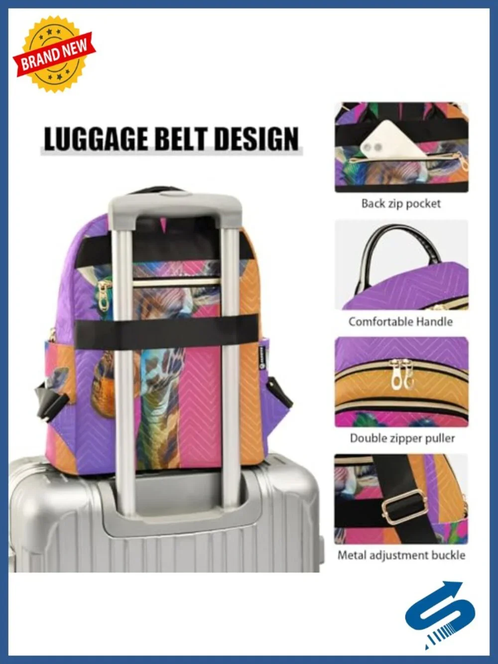 ALAZA Colorful Giraffe Small Backpack Purse for Women Travel Bag Lightweight